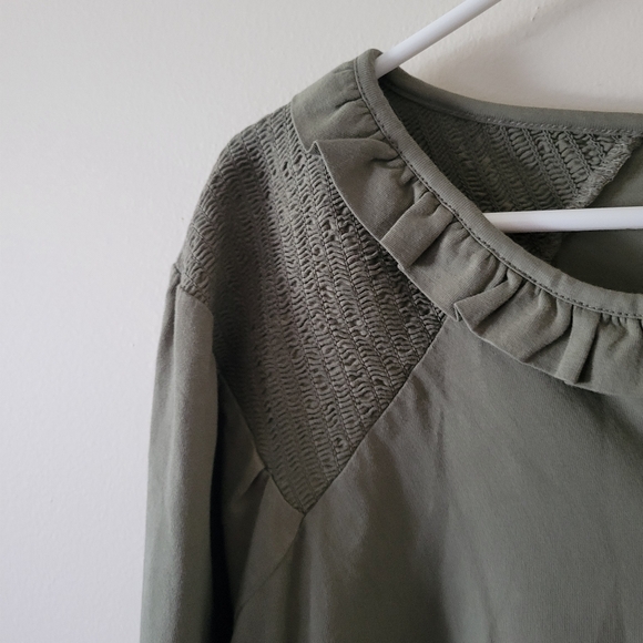 Talbots Olive Green Ruffled Blouse - Picture 4 of 9